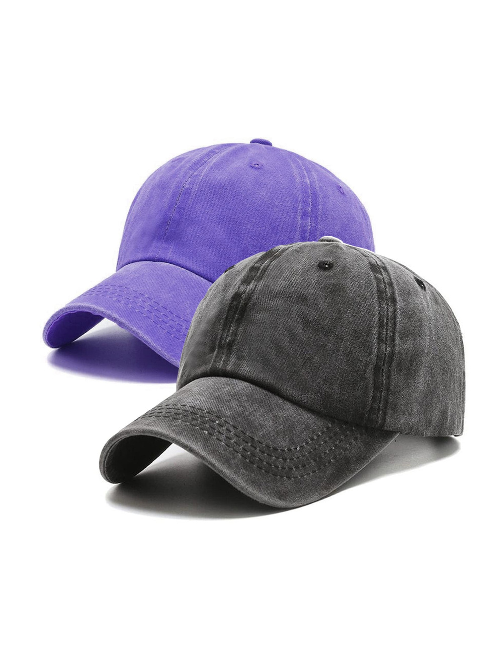 2 Packs Vintage Washed Distressed Baseball Cap Dad Hat | Black, Purple | Size OS